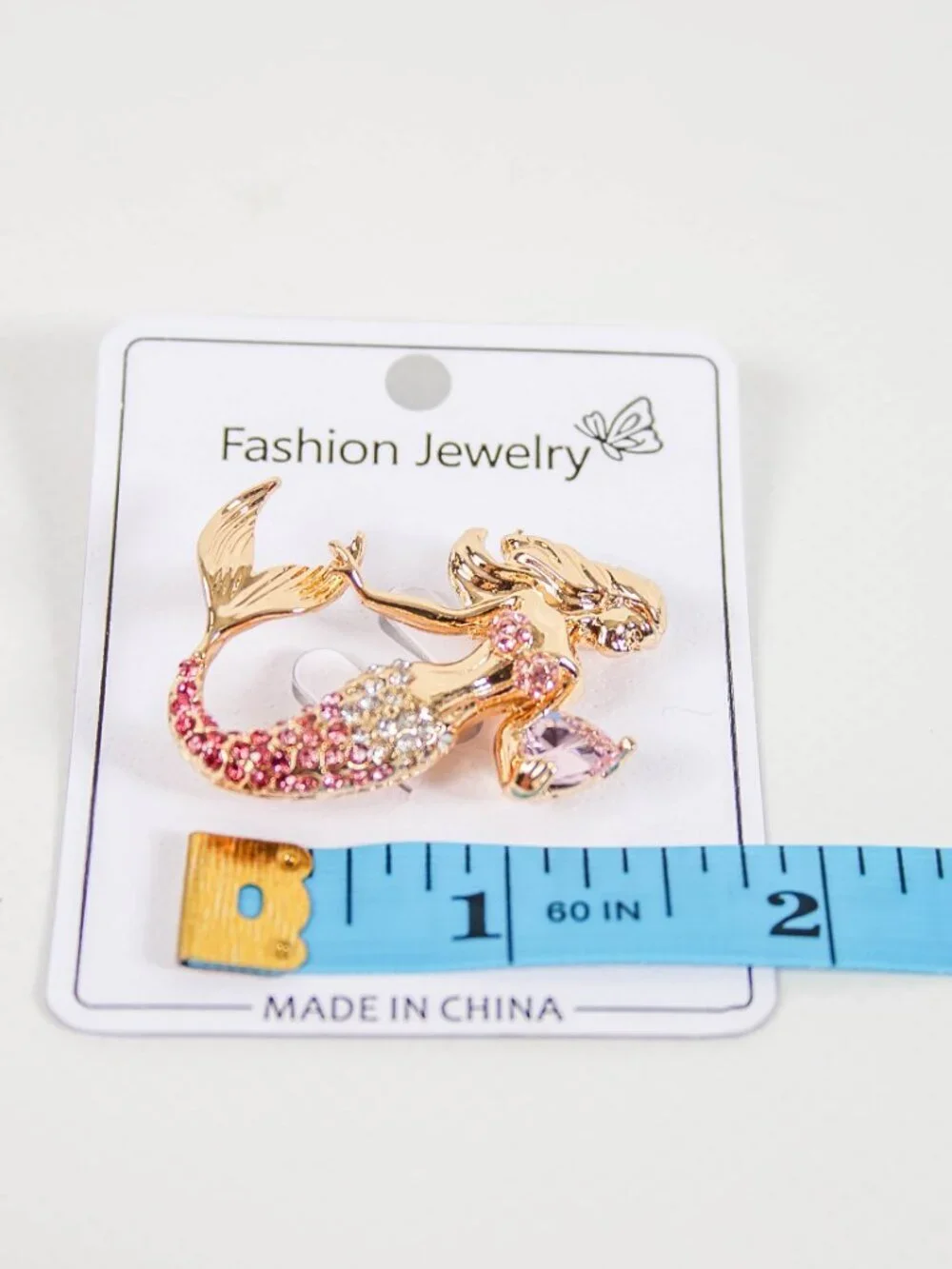 Pink Rhinestone Mermaid Brooch Pin - Picture 5 of 5